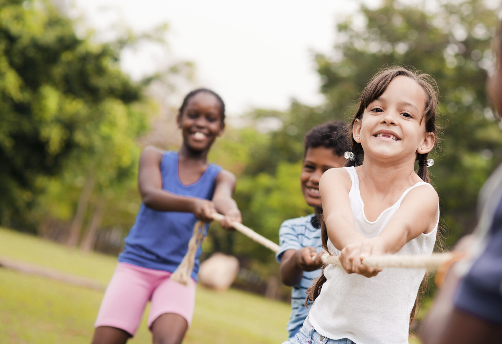 Happy children playing outdoors